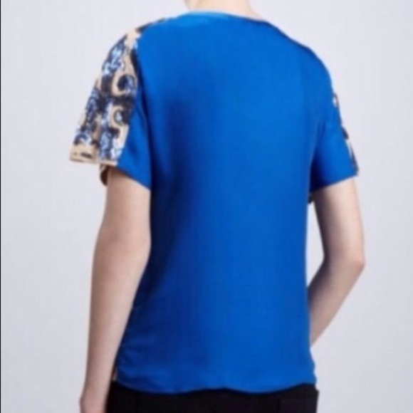 NWT Tracy Reese Blue Cream Sequin Short Sleeve Top - Picture 6 of 6